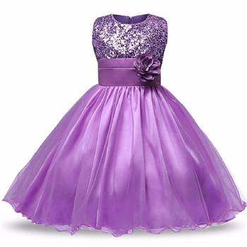 Purple Plain Net Kids Frocks 1