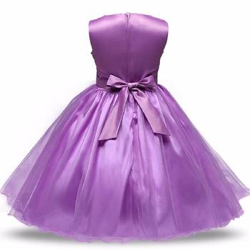 Purple Plain Net Kids Frocks 2
