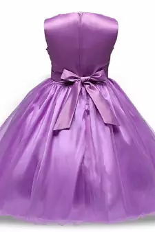 Purple Plain Net Kids Frocks