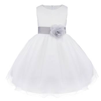 White Plain Tissue Kids Frocks 1
