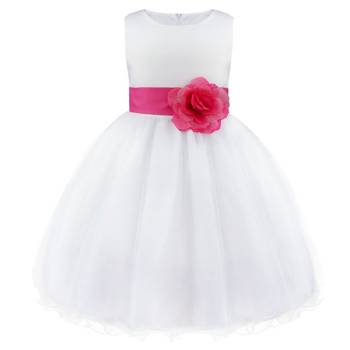 White Plain Tissue Kids Frocks 1