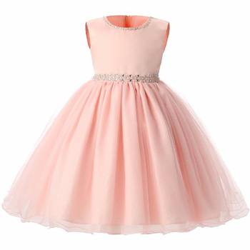 Beige Plain Tissue Kids Frocks 1
