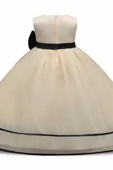 Gold Plain Tissue Kids Frocks
