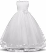 White Plain Tissue Kids Frocks