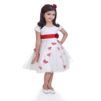 White Plain Net Kids Frocks 1