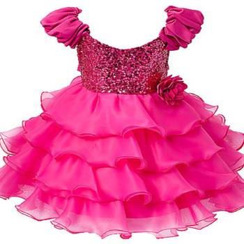 Pink Plain Tissue Kids Frocks 1