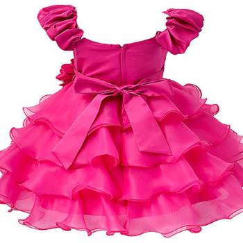 Pink Plain Tissue Kids Frocks 2