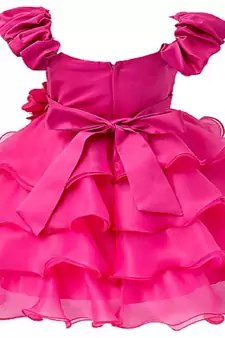 Pink Plain Tissue Kids Frocks