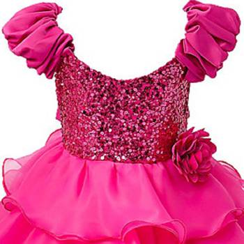 Pink Plain Tissue Kids Frocks 3