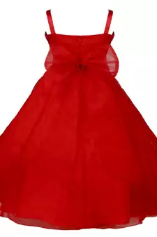 Red Plain Tissue Kids Frocks