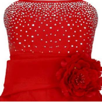 Red Plain Tissue Kids Frocks 3
