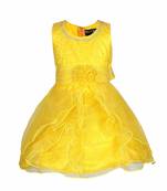 Yellow Plain Tissue Kids Frocks