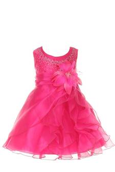 Pink Plain Tissue Kids Frocks