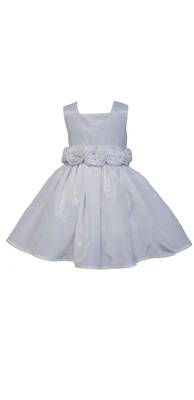 White Plain Raw Silk Kids Frocks 1
