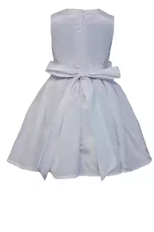 White Plain Raw Silk Kids Frocks