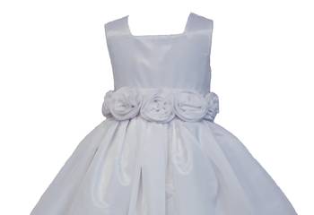 White Plain Raw Silk Kids Frocks 3