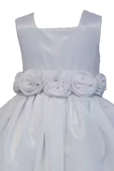 White Plain Raw Silk Kids Frocks