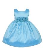 Blue Plain Raw Silk Kids Frocks