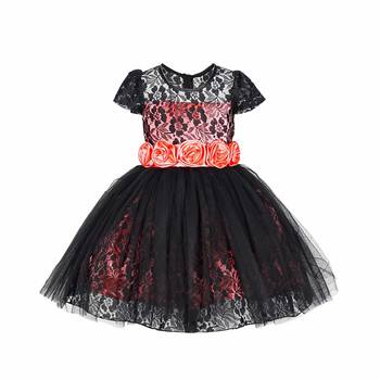 Black Plain Net Kids Frocks 1