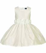 White Plain Raw Silk Kids Frocks