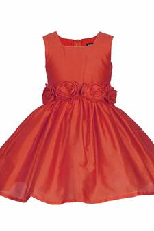 Red Plain Raw Silk Kids Frocks