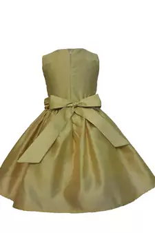 Gold Plain Raw Silk Kids Frocks