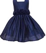 Blue Plain Raw Silk Kids Frocks