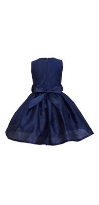 Blue Plain Raw Silk Kids Frocks 2