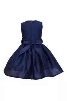 Blue Plain Raw Silk Kids Frocks
