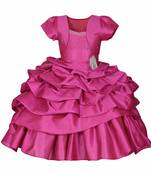 Pink Plain Satin Kids Frocks