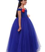 Blue Plain Net Kids Frocks