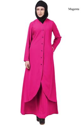 MyBatua Magenta Crepe Kehara Abaya 1