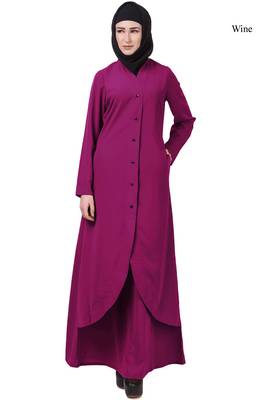 MyBatua Wine Crepe Kehara Abaya 1