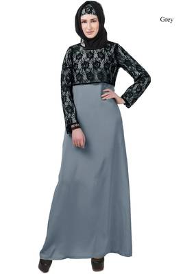MyBatua Grey Crepe Faeezah Abaya 1