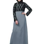 MyBatua Grey Crepe Faeezah Abaya