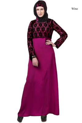 MyBatua Wine Crepe Faeezah Abaya 1
