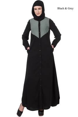 MyBatua Black Crepe Saaleha Abaya 1