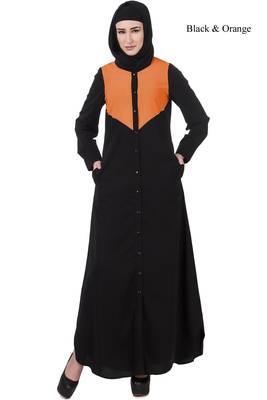 MyBatua Black Crepe Saaleha Abaya 1