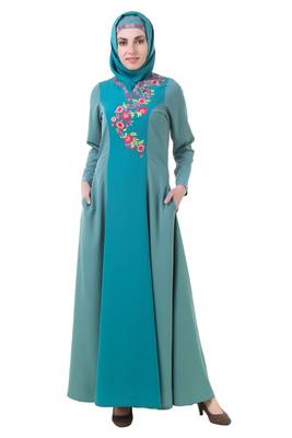 MyBatua Green Crepe Sadiah Abaya 1