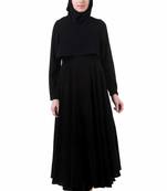 MyBatua Black Nida Black Crop Top Dual Layer Nida Abaya Ay-705
