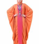 MyBatua Orange Crepe Orange Batwing Style Crepe Abaya Ay-706