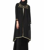 MyBatua Black Georgette Black Dual Layer Nida & Georgette Embroidered Abaya