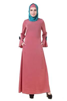 MyBatua Pink Crepe Dusty Pink Crepe Abaya Ay-709 1