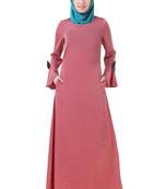 MyBatua Pink Crepe Dusty Pink Crepe Abaya Ay-709