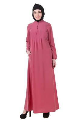 MyBatua Pink Crepe Dusty Pink Crepe Abaya 1