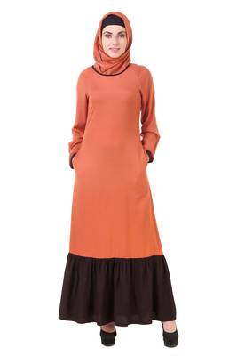 MyBatua Red Rayon Red Wood & Black Rayon Abaya 1