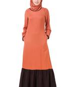MyBatua Red Rayon Red Wood & Black Rayon Abaya