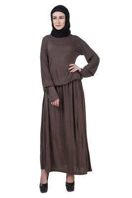 MyBatua Grey Jersey Charcoal Blouson Ruched Abaya 1