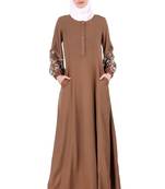 MyBatua Khaki Rayon Rayon Princes Seam Khaki Abaya