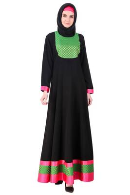 MyBatua Black Brocade Black Anarkali Eid Abaya 1